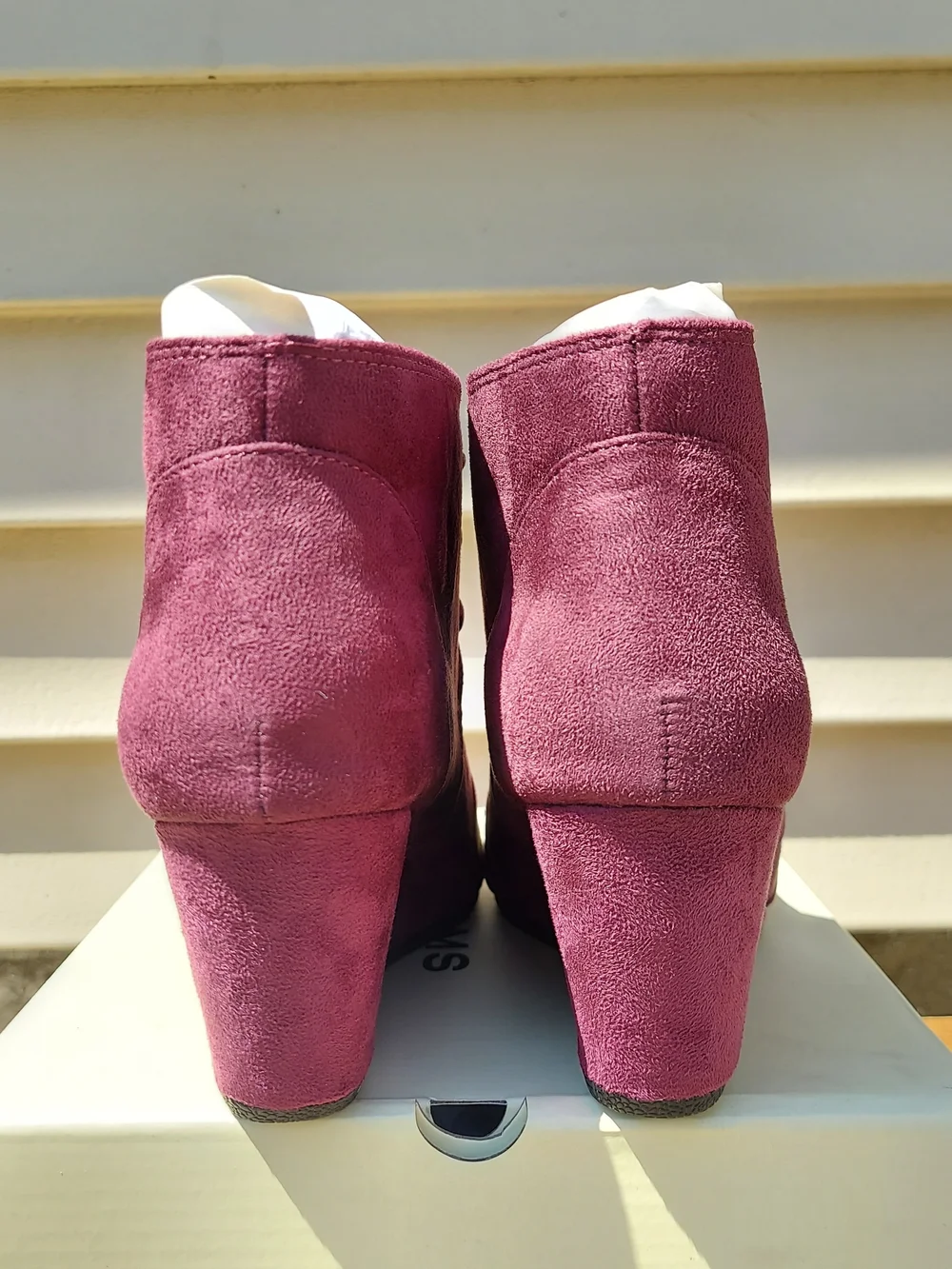 J. Adams Roxy Burgundy Suede Platform Wedges Womens Size 7 NWT Office Minimalist